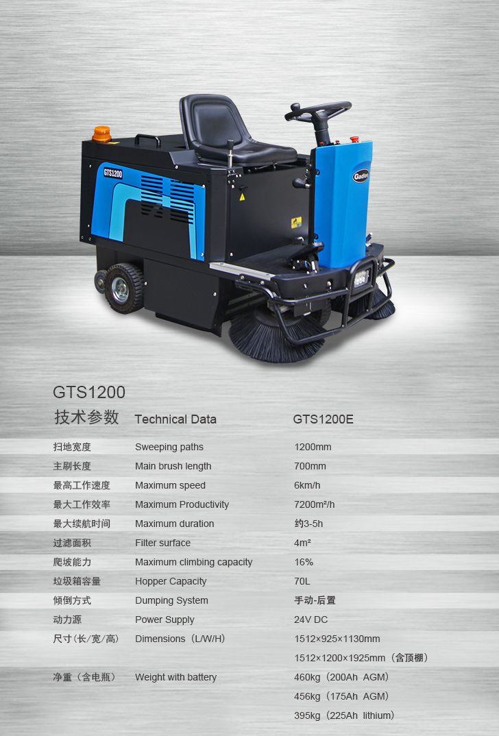 Gadlee黄瓜视频app官网GTS1200E高性能驾驶式扫地机